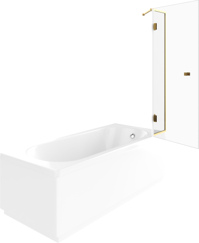 Шторка на ванну STWORKI Орхус распашная, 90, профиль золото, прозрачное стекло фото 3
