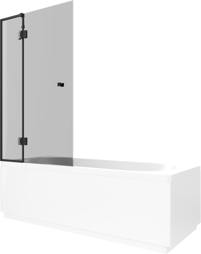 Шторка на ванну STWORKI Орхус распашная, 90, профиль черный матовый, тонированное стекло фото 2