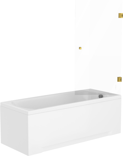 Шторка на ванну STWORKI Ольборг распашная, 70х140, профиль золото, прозрачное стекло фото 3